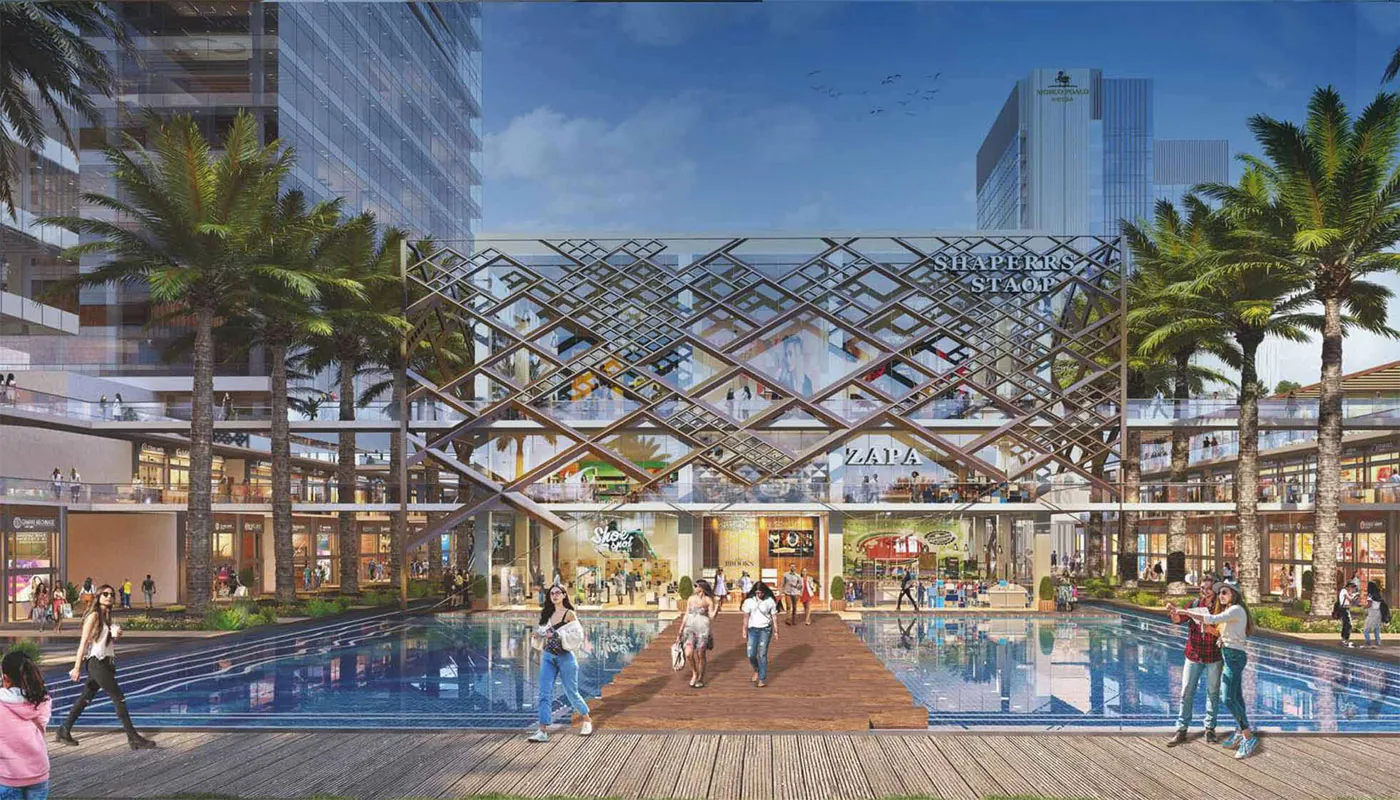 Architectural impression of the outdoor dining district