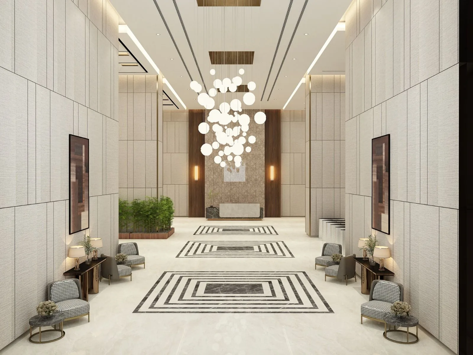 Architectural impression of the office lobby