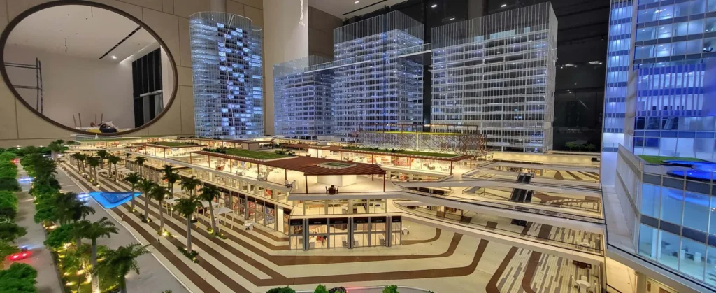 Scale-model photograph of the Golden Grande campus